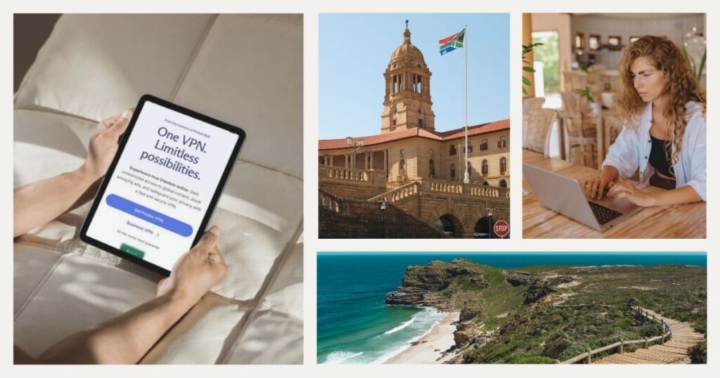 woman navigating on internet with vpn in South Africa